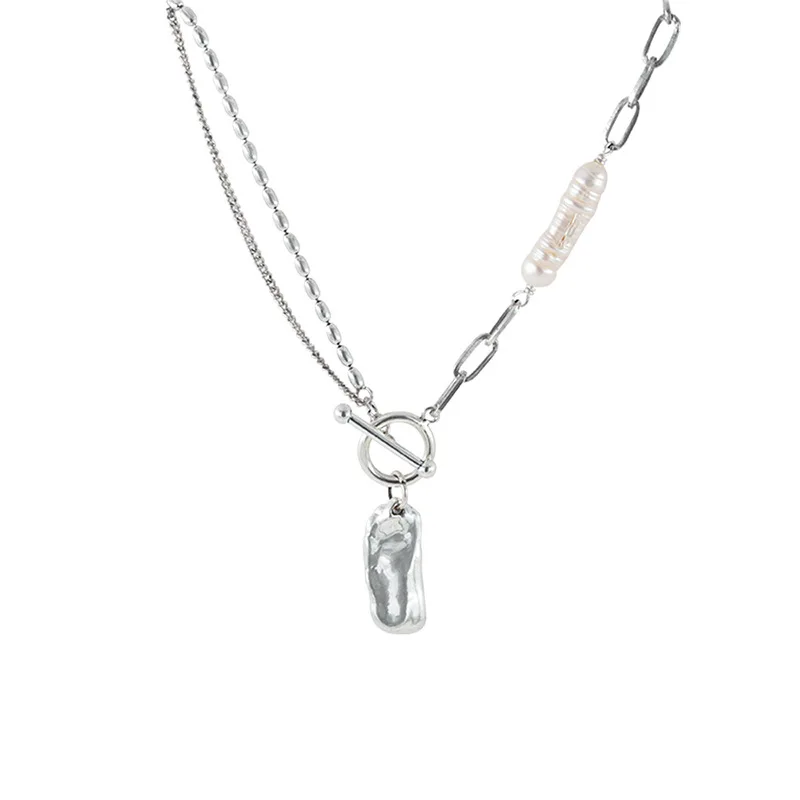 FOXANRY Silver Color Necklace for Women OT Buckle Accessories Fashion Vintage Creative Irregular Geometric Party Jewelry