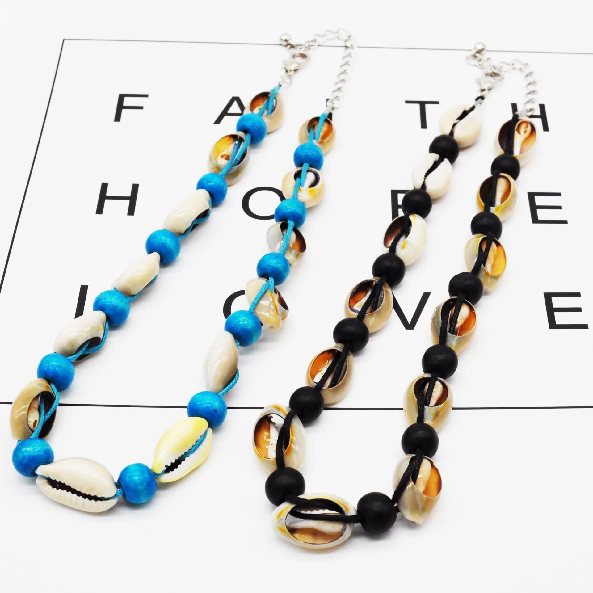 Rice bead necklace Shell Originality Personality Hand weaving Bohemia Adjustable Retro Tidal current Beaded necklace