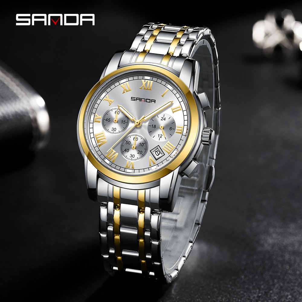 SANDA Top Brand Luxury Men's Watches Waterproof Fashion Wristwatch for Male Business Quartz Watch Clock Relogio Masculino 7003