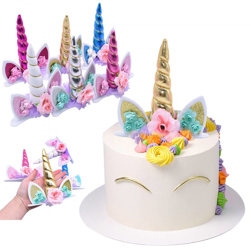 Unicorn Cake Topper Birthday Party Kids Favors Cake Decoration Baby Shower Cupcake Topper Wedding Cake Decor Baking Supplies