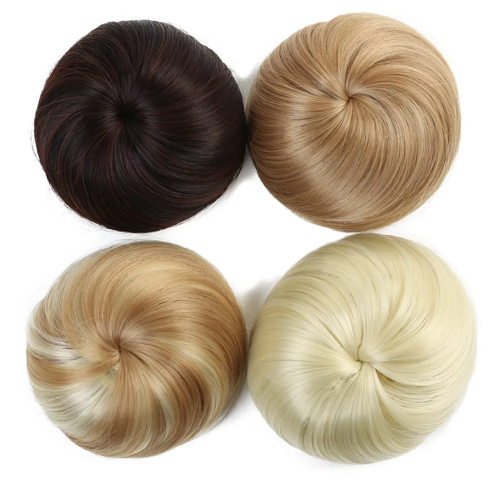 AOOSOO  9 Colors Girls Brown Blonde Bun Hair Chignon Synthetic Donut Roller Hairpieces High Temperature Fiber for Women headwear