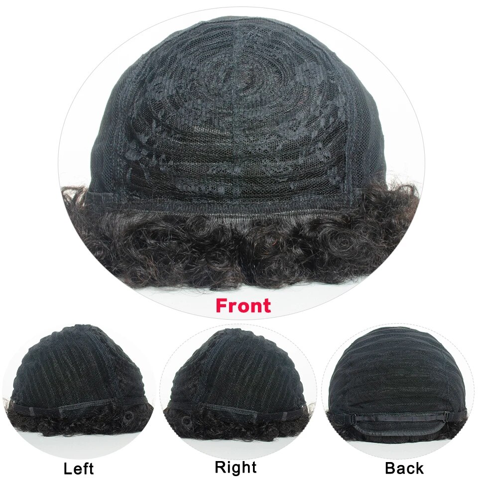 Short Afro Kinky Wig Brazilian Nature Curl Wigs Remy Hair Real Human Hair Full Wigs For Women Natural Color Yepei Hair