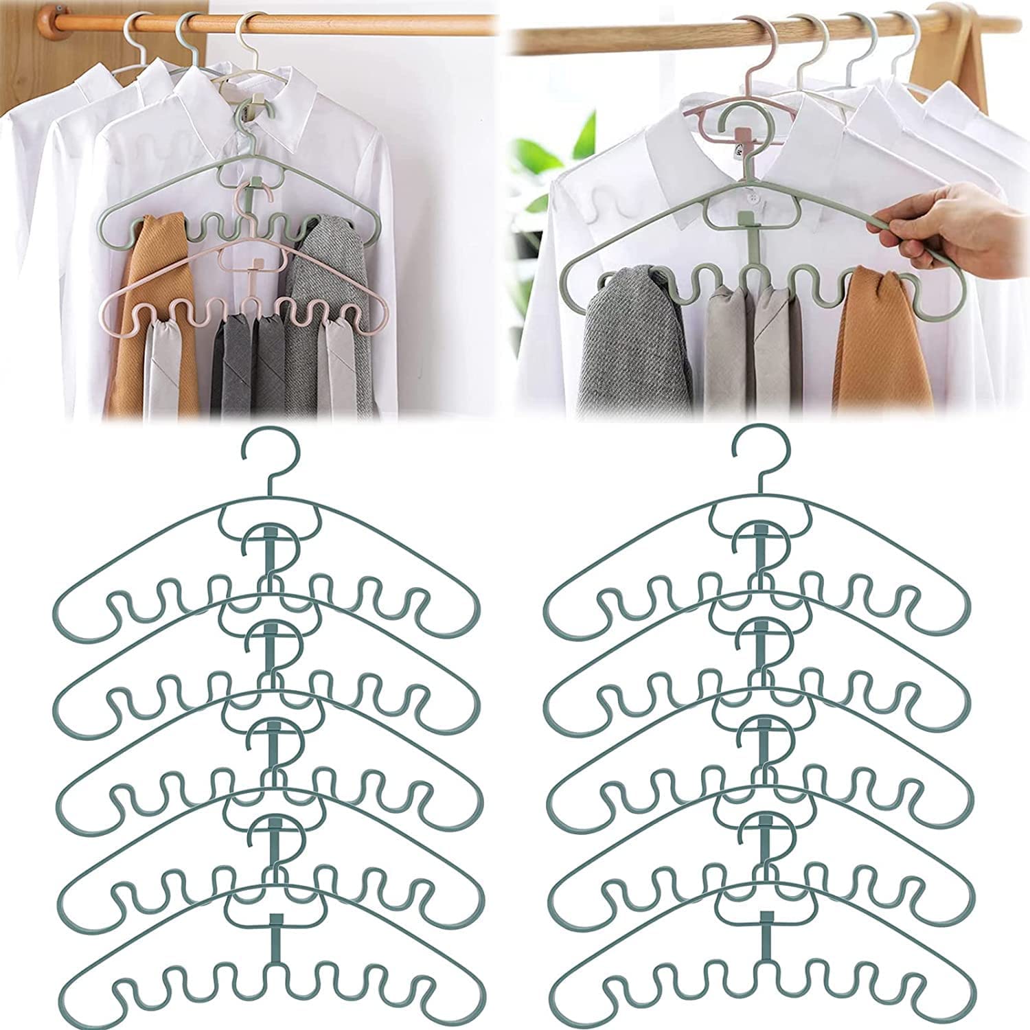 Amazon.com: 10PCS - Wave Pattern Stackable Hanger,Sturdy Plastic Clothes  Hangers Organizer and Storage,Pants Rack for Dorms and Other Small Spaces  Hanger Organizer (Green) : Home & Kitchen