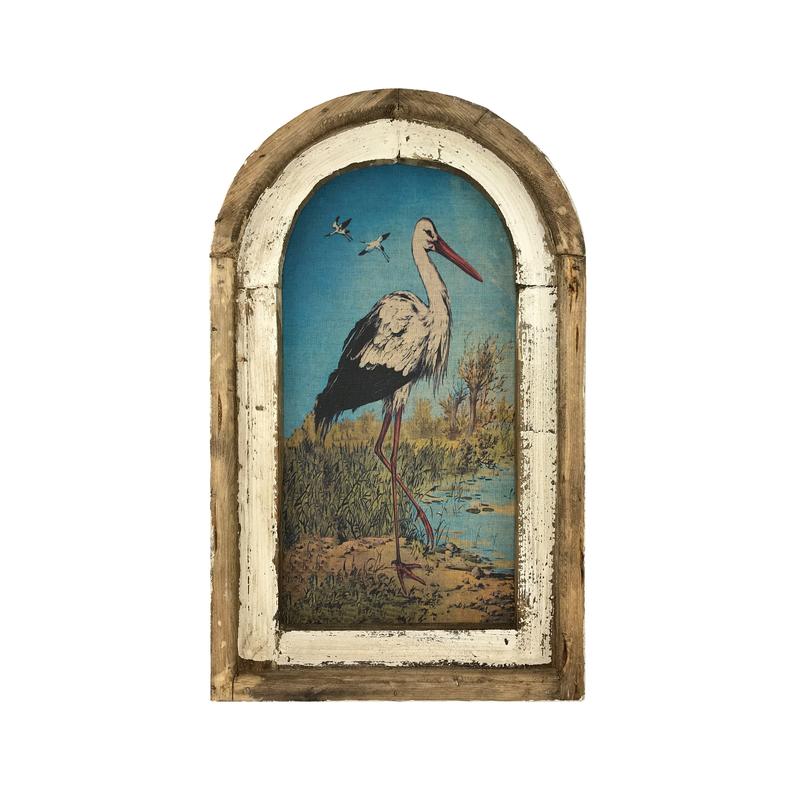 Heron Wall Art  14 x 22  Arch Window Frame  image 1