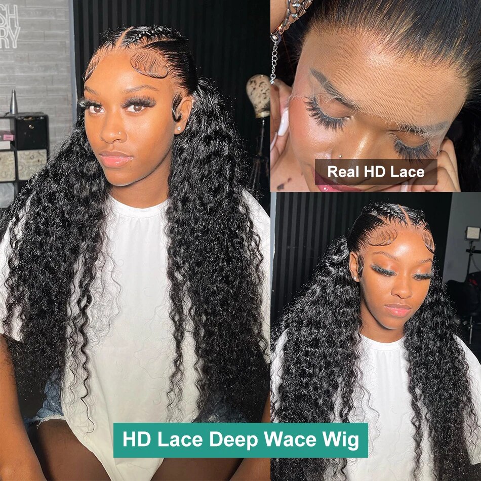 Melodie 180% Real HD Full 13x6 Straight Lace Front Human Hair Wigs Curl Deep Wave Transparent Lace Frontal Wig For Black Woman