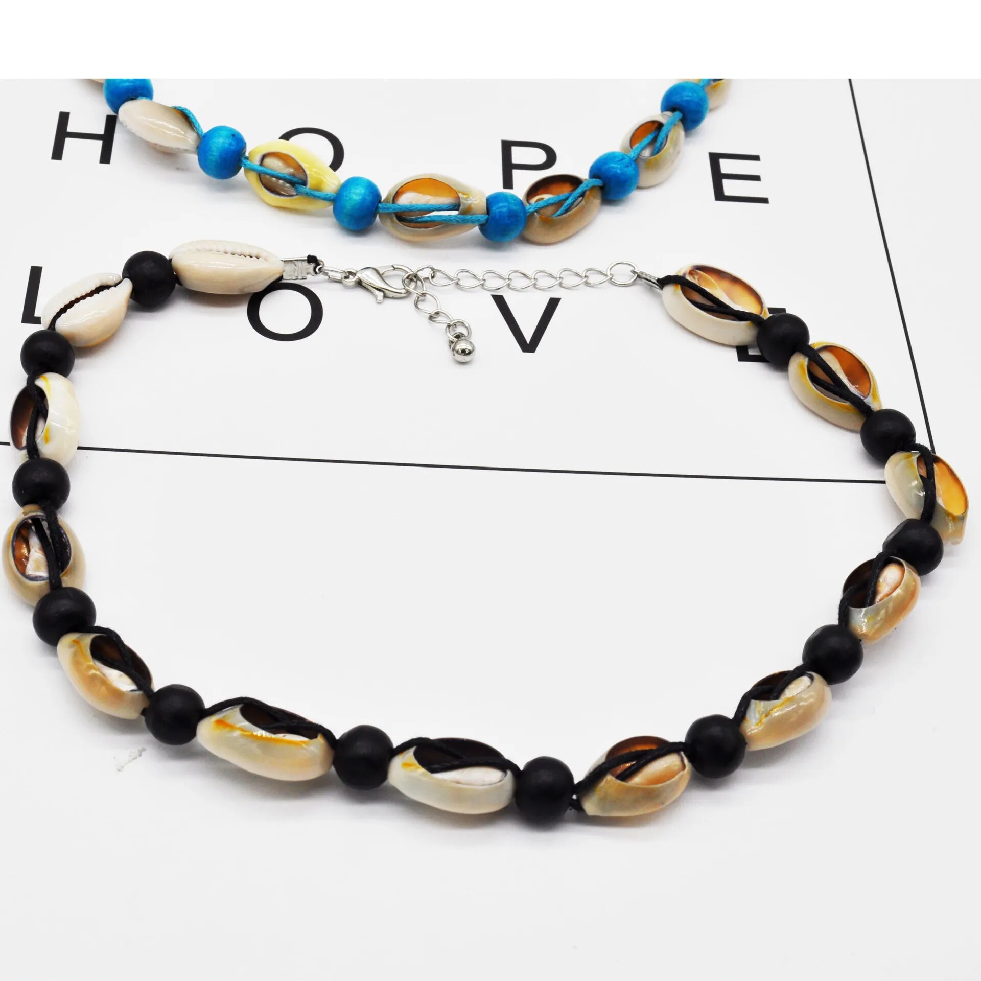 Rice bead necklace Shell Originality Personality Hand weaving Bohemia Adjustable Retro Tidal current Beaded necklace