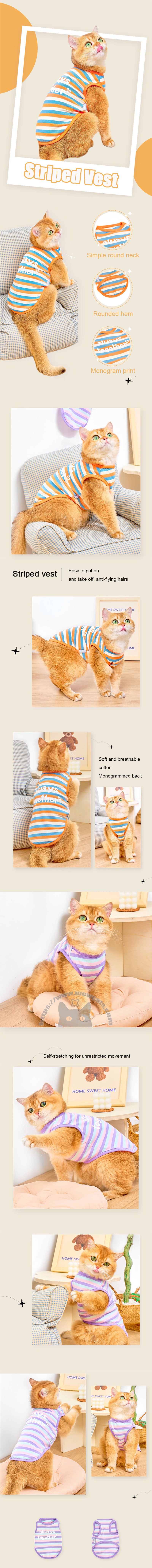 Striped Cat Clothes 2 Color Thin Cute Vest