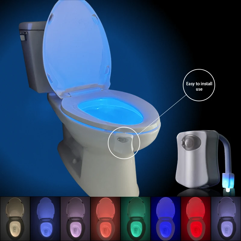 ZhangJi 8-Color Toilet Night Light Motion Sensor Activated Bathroom LED Bowl Nightlight Toilet Smart Sensor Light WC Accessories