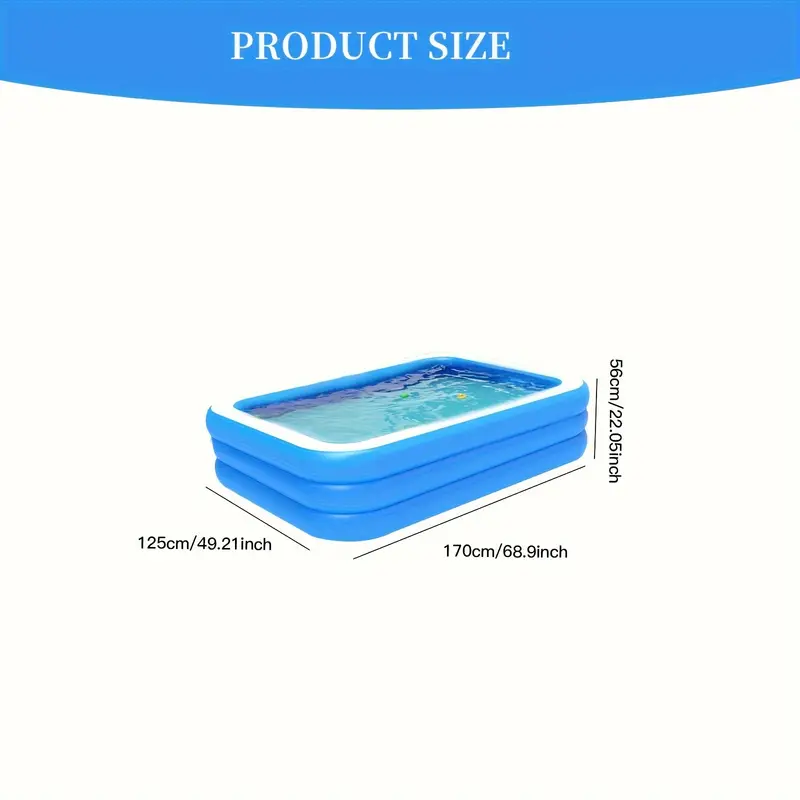 1pc blue white large thicken inflatable swimming pool for family adults 120 67 24in details 3