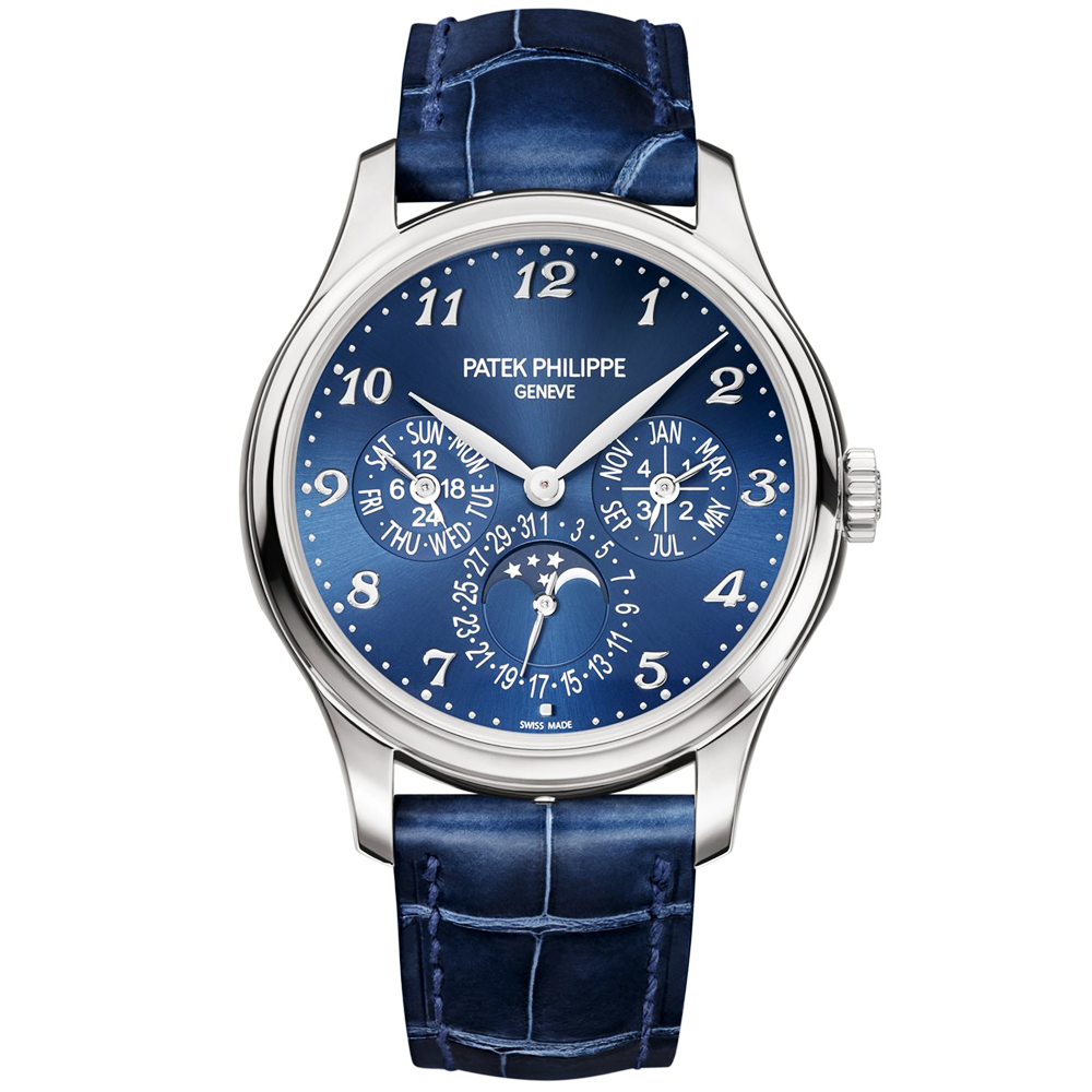 Patek Philippe Grand Complication Perpetual Calendar 39mm 18ct White Gold Blue Dial Men's Strap Watch
