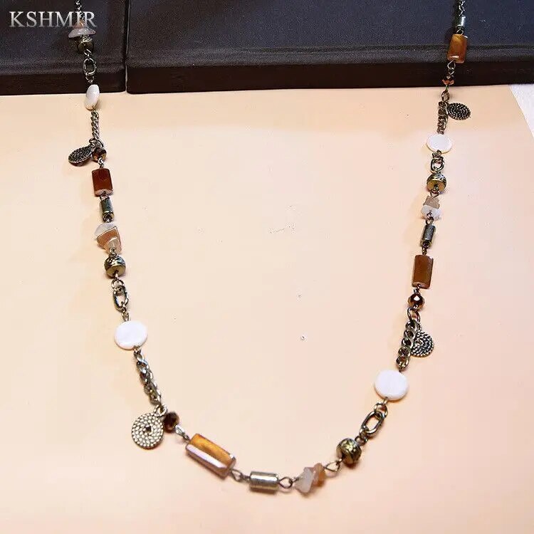 New European and American fashion shell handmade original beaded long necklace sweater chain women's accessories