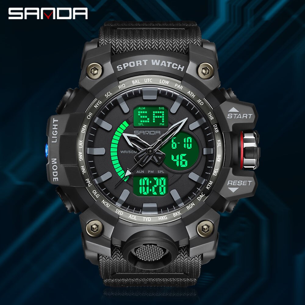 SANDA Luxury Brand 2023 New Men's Watches 50M Waterproof Sports Military Quartz Watch For Male Wristwatch Relogio Masculino 3132