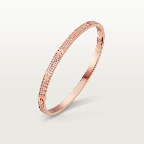 Love bracelet, small model, paved Rose gold, diamonds