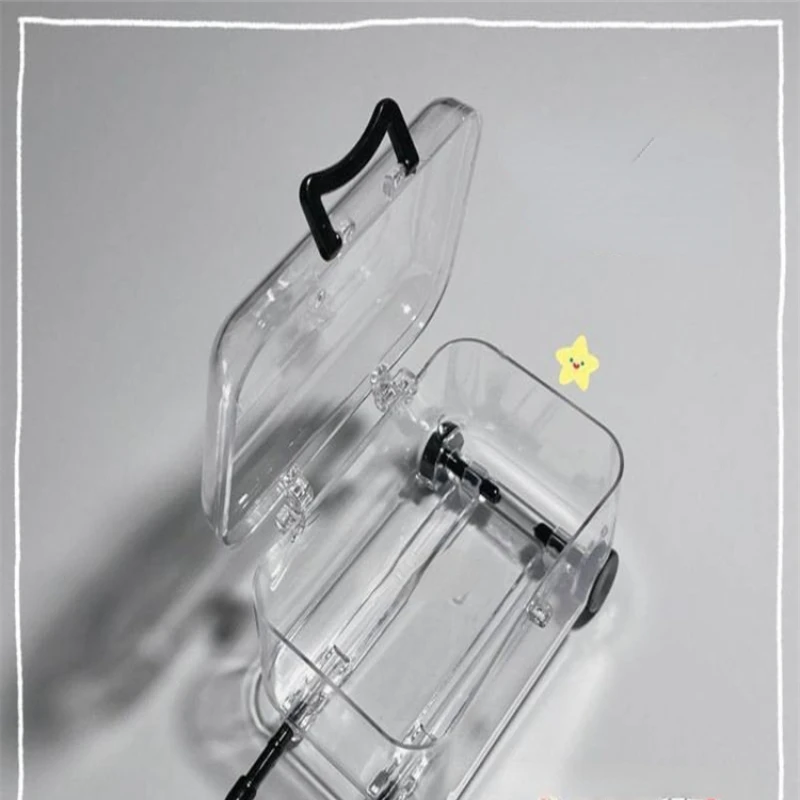 Mini Roller Red Book-Inspired Simple INS Mini Trolley Box for Jewelry and Candy Acrylic Hard Plastic Travel Box with Flip Handle