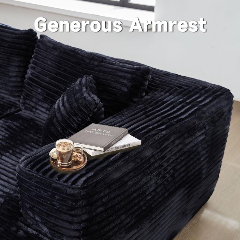 Product Introduction of 【2 Packages Shipping】Ovios 104" Plush Corduroy Cloud Velvet Modular Couch with Chaise, No Assembly Required - L-Shaped Sectional Sofa Set with Flexible Configuration - 104"W x 67.7"D x 30"H, 3 Seater 8