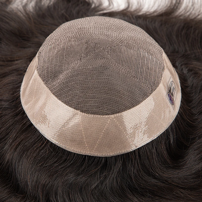 QHP Wigs Human Hair Toupee  Wig Men Fine Mono NPU Men's Capillary Prosthesis Durable Male Indian Hair Replacement System Natural