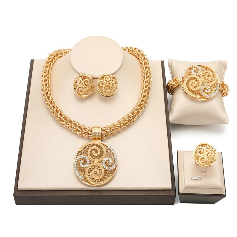 Bridal Gift African Beads Nigerian Wedding Jewelry Set Woman Fashion Dubai 18k Gold Plated Jewellery Sets Wholesale