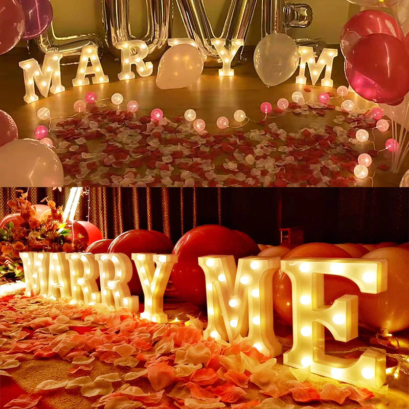 LED Gold Luminous Digital Number Letter Night Light Battery Lamp Diwali Christmas Wedding Birthday Party Propose Decoration