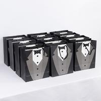 5pcs Wedding Groomsmen Tuxedo Gift Bags Favor Bags For Wedding Father Birthday Bride Tribe Groom Decoration Favor Supplies