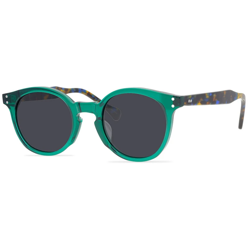 Belight Optical Harajuku Style Women Men UV400 Protection Round Shape Vintage Retro Acetate Sunglasses with Case Oculos 9552