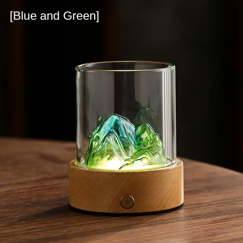New Chinese Table Lamp Viewing Mountain and Listening to the Sea LED Small Night Light with Engraved Creative Gift Bedside Lamps