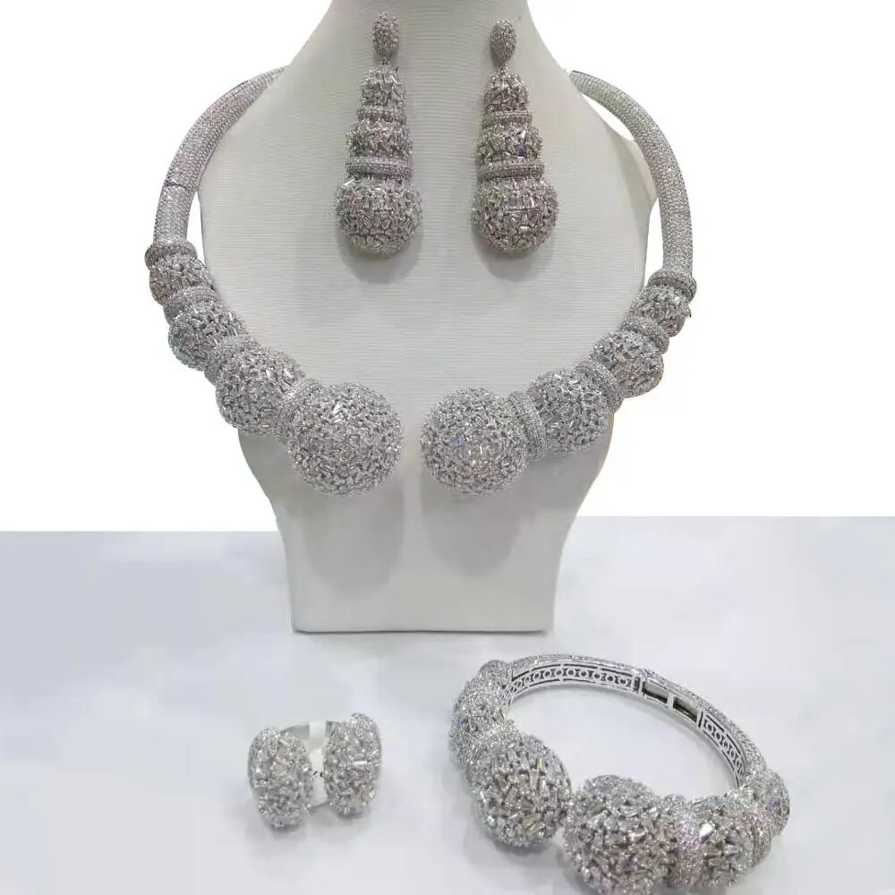 GODKI Famous Brand Disc Balls Luxury Nigerian Dubai Jewelry Sets For Women Cubic Zircon Wedding Bridal Jewelry Sets 2021