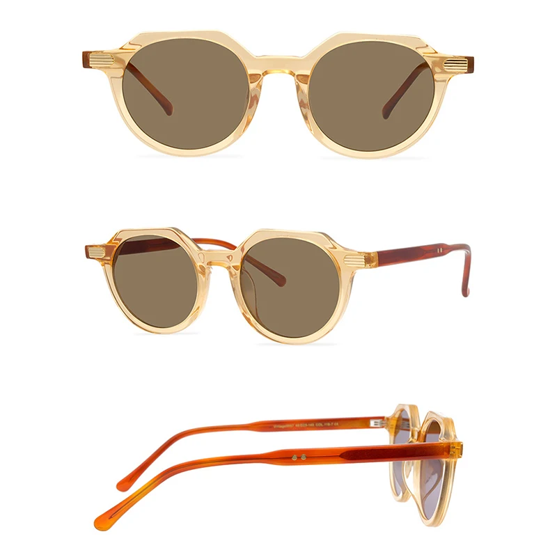 Belight Optical Women Men UV400 Protection Colorful Irregular Shape Small Vintage Retro Acetate Sunglasses with Case Oculos 9557