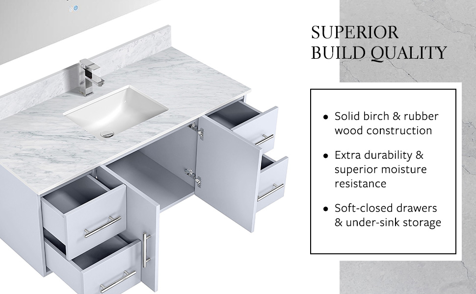 Birch frame vanity, double sink, waterproof vanity