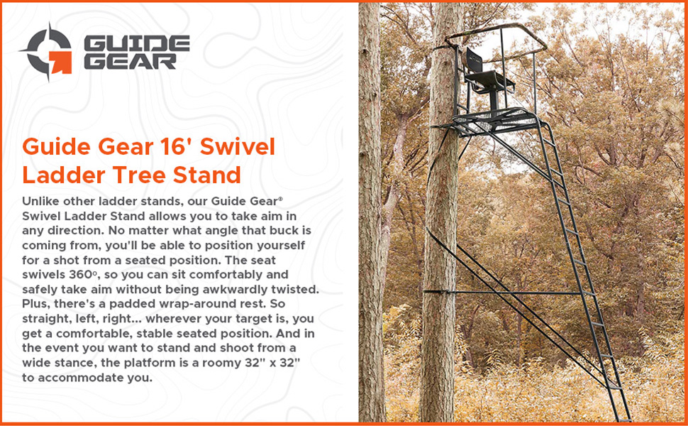 16' Swivel Ladder Tree Stand for Hunting Climbing Seat Hunt Gear Equipment Accessories