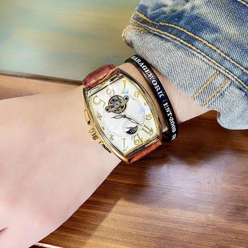 Men Mechanical Watch Luxury Large Dial Fashion Business Hollow Skeleton Automatic Self-winding Waterproof Leather Watch 2024 - US $31.99 –P7