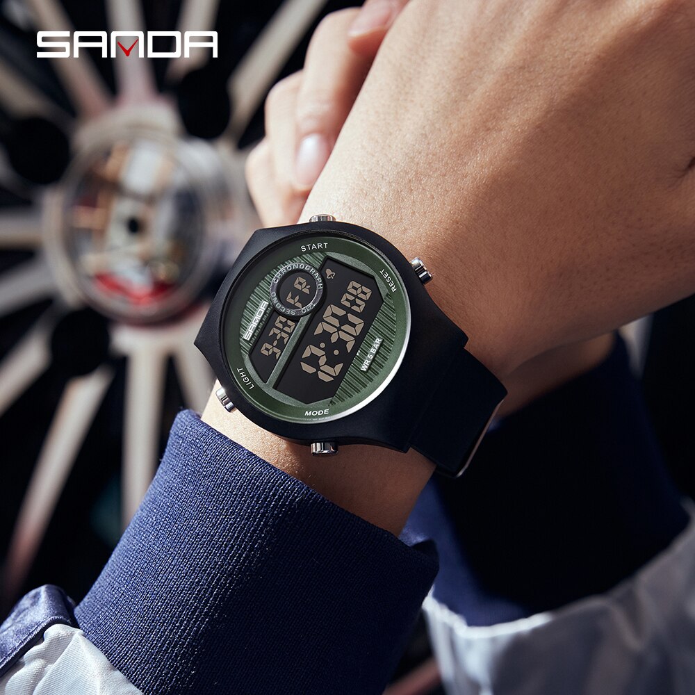 SANDA Top Brand Sports Men Watches Fashion Countdown Waterproof LED Digital Watch Man Military Wristwatch Relogio Masculino 9013