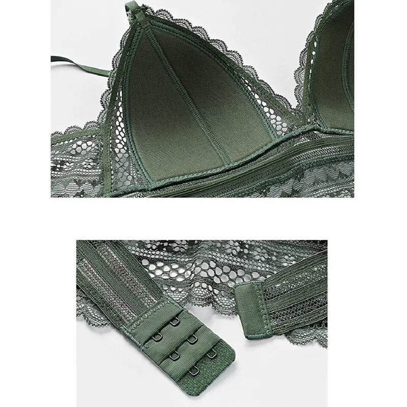 Women's Lingerie Set Bra Panties Padded Backless Wireless Lace Bralette Brassiere Underwear Sexy Casual SA1270