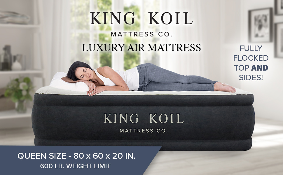 king koil luxury air mattress queen size airbed blow up bed travel bed premium flocked