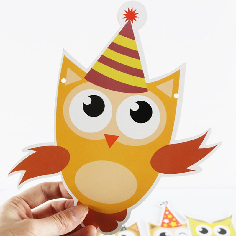 Owl pull flag children's birthday party decoration supplies festive decoration atmosphere layout animal string flag banner