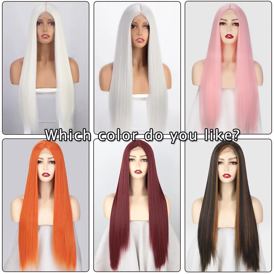 I's a wig Long Straight White Cosplay Wigs Synthetic Wigs for Women 60 613 Blonde Grey Pink Black Color for Daily Party Lolita