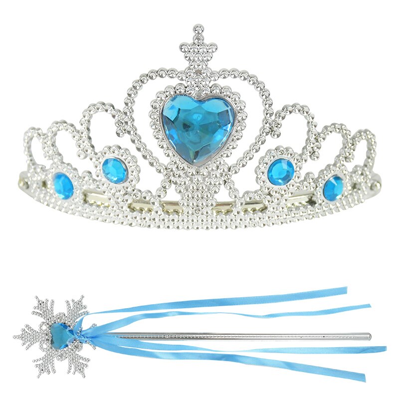 1Set Cosplay Cartoon Ice Romance Princess Crown Magic Wand HeadWear Toys For Girls Dress Accessories