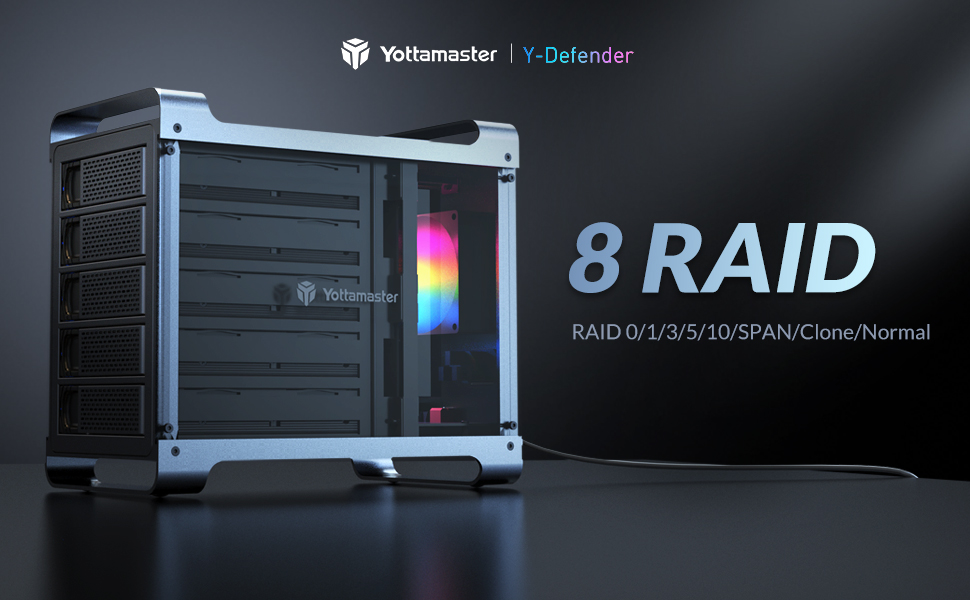 Yottamaster 5 Bay RAID External Hard Drive Enclosure for 2.5"/3.5" HDD/SSDs - 5 X 18TB