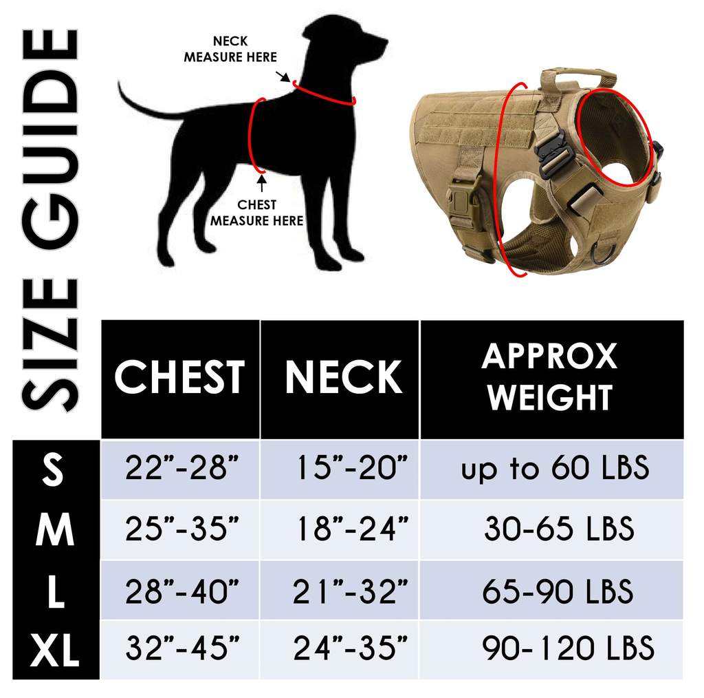 tactical dog harness sizing