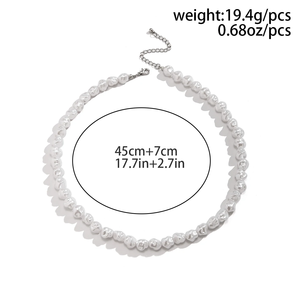 KunJoe Fashion Irregular Imitation Pearl Choker Necklace Men Temperament Simple Handmade Beads Clavicle Chain Jewelry Gift