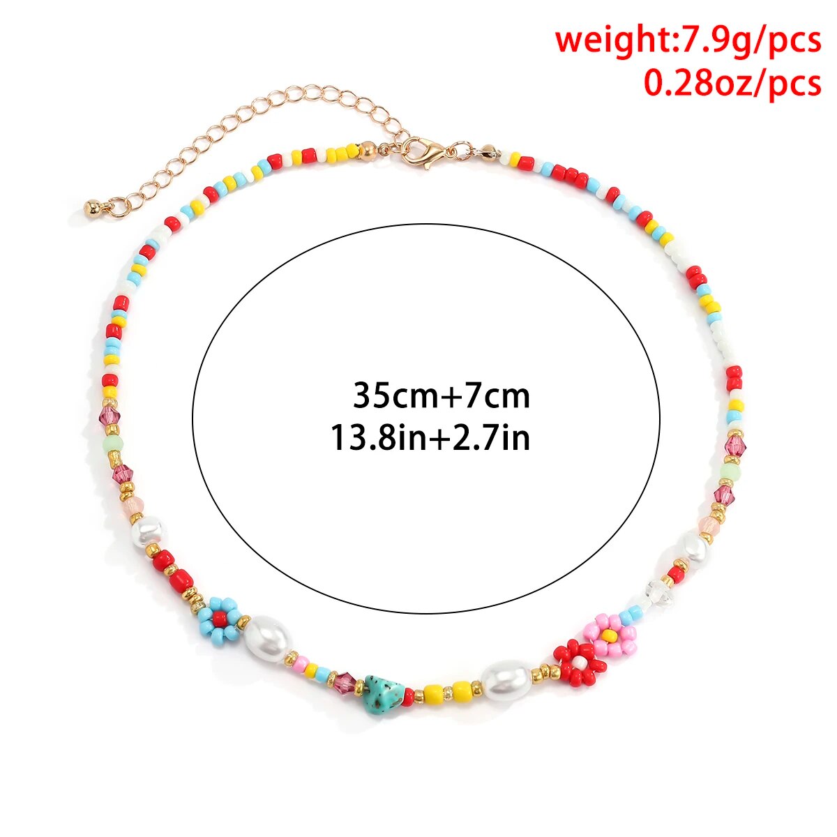 Baroque Simulated Pearls Cute Flowers Colorful Hand-woven Beaded Short Clavicle Chain Choker Necklace For Women Girls Jewelry