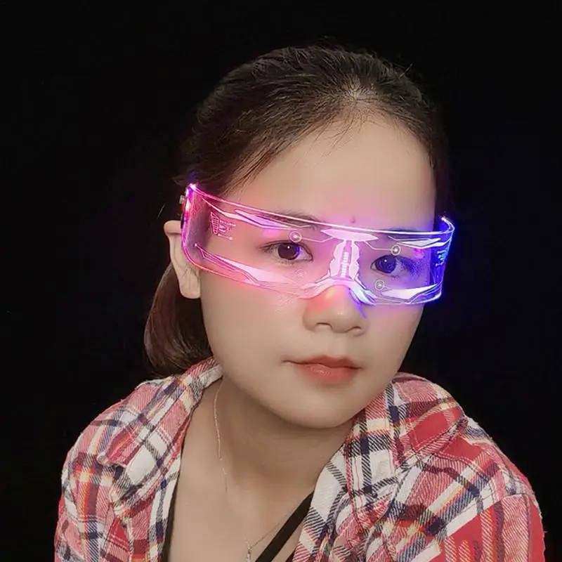 Luminous Visor Glasses 7 Colors 4 Modes Fashionable Glasses LED Visor Battery Powered Trendy Sunglasses For Men Women Cosplay