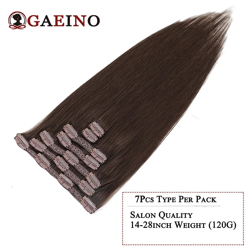 Clip In Hair Extensions Human Hair Silky Straight 7Pcs/Set 120G Light Brown Honey Blonde Hairpiece Real Hair Full Head 14-28Inch