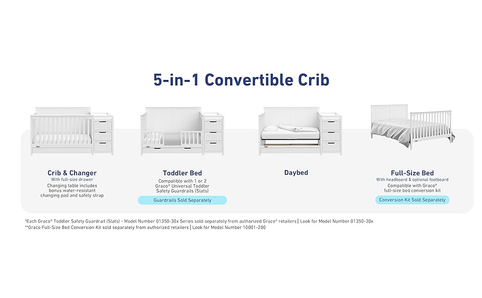 White crib and changer conversions graphic