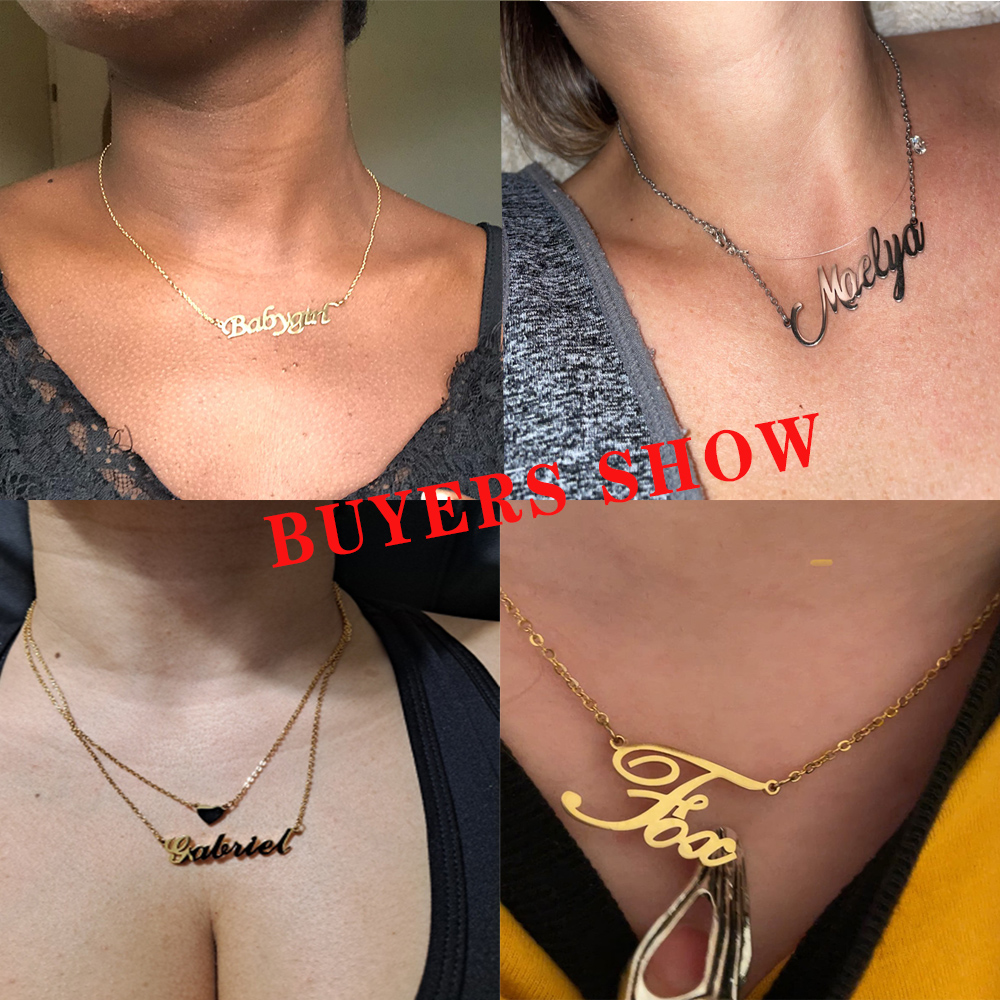 Lemegeton Stainless Steel Choker Custom Name Necklace For Women Personalized Customized Nameplate Jewelry Valentine's Day Gift