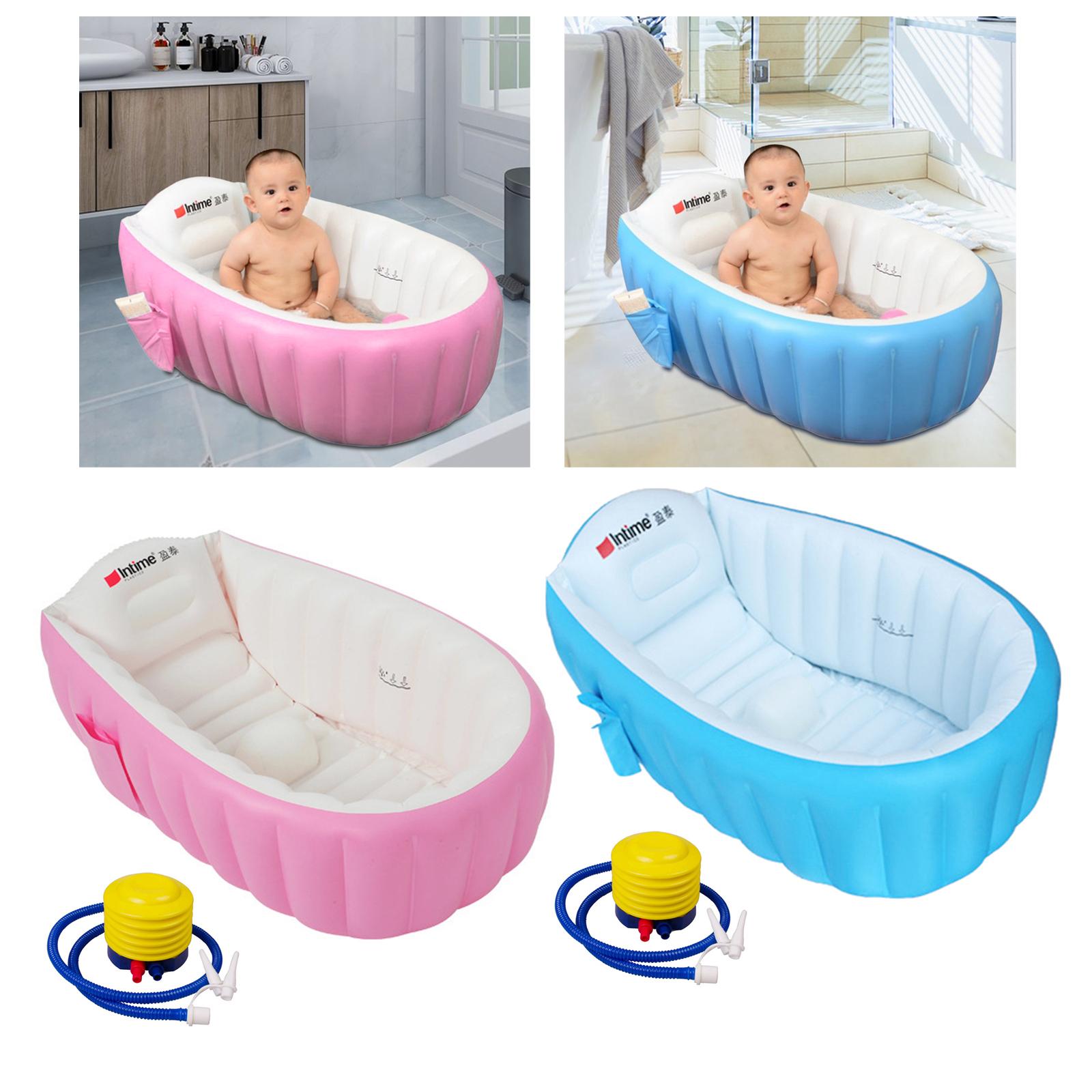 Inflatable Baby Bathtub with Air Pump with Water Level Foldable PVC Lightweight Inflatable Swimming Pool for Toddler Baby Home