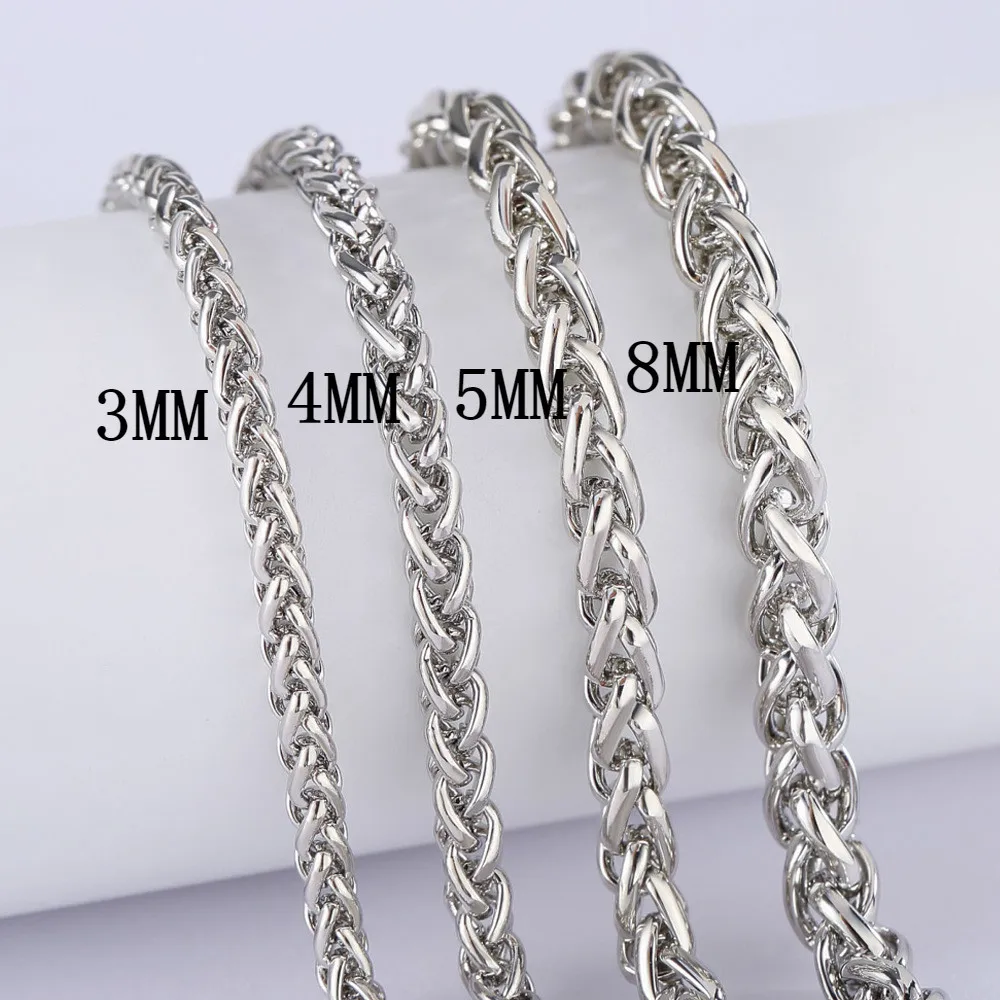 Men's Stainless Steel Necklace Basket Braided Chain Titanium Steel Necklace Women Neck Collars Basic Jewelry цепочка мужская