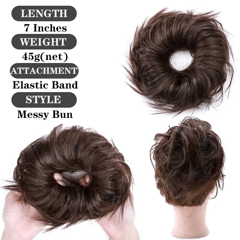 BENEHAIR Messy Hair Bun Hair Piece For Women Fluffy Tousled Updo Scrunchies Synthetic Wavy Scrunchy Ponytail 45g