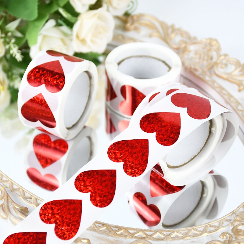 Heart Shaped Label Sticker Scrapbooking Valentine's Day Gift Packaging Seal Birthday Party Wedding Supply Stationery Sticker