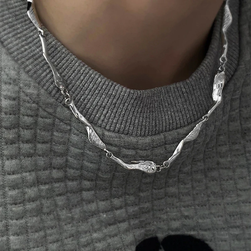 Korean Kpop Irregular Zircon Chain Necklace For Women Punk Grunge Geometric Short Choker Clavicle Chain Necklaces Egirl Jewelry