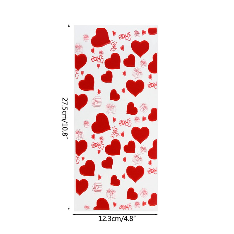60pcs Valentine's Day Mix Love Red Heart Pattern Candy Bag Love Pattern Baking Packaging Gift Wedding Decor Diy Plastic Pouch